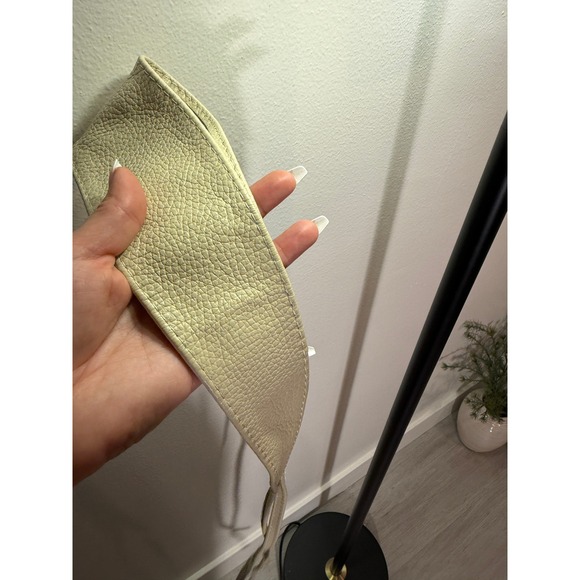 Cream Pebbled Leather Wrap Obi Belt Adjustable Waist Cinch Ivory Wide Tie Strap - Picture 5 of 6